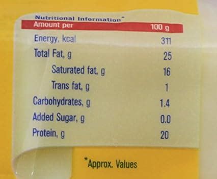 Amul Cheese Slice Nutrition Facts - Nutrition Pics