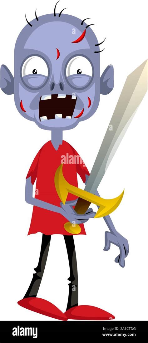 Zombie with sword, illustration, vector on white background Stock Vector Image & Art - Alamy