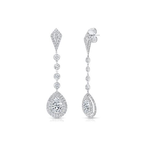 Uneek Fine Jewelry Uneek Pear-Shaped Diamond Drop Earrings with Teardrop-Shaped Double Halos and ...