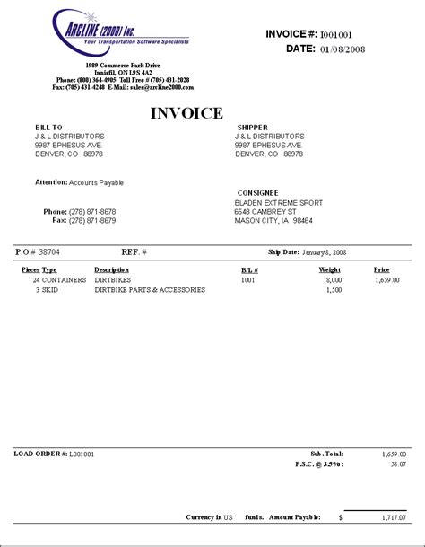 Trucking Invoice Template Spreadsheet Templates for Busines Freight ...