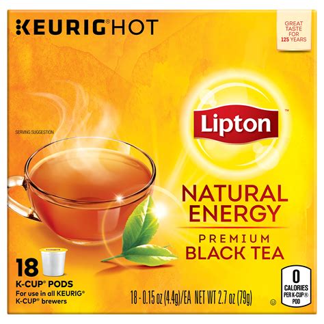 Lipton Natural Energy Black Tea, Keurig K-Cups, 18 Ct Tea Pods ...