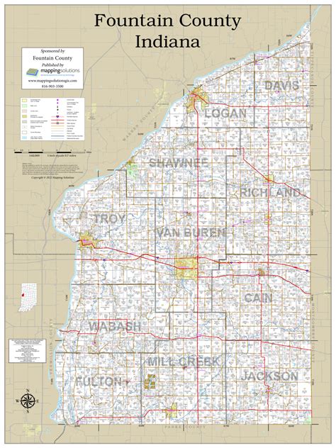 Fountain County Indiana 2022 Wall Map | Mapping Solutions