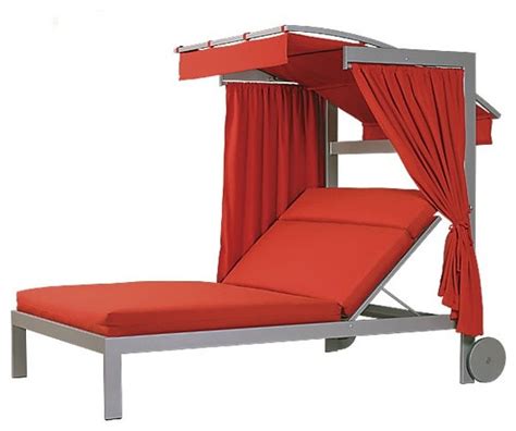 Linear Double Chaise Lounge with Wheels and Canopy - Contemporary ...