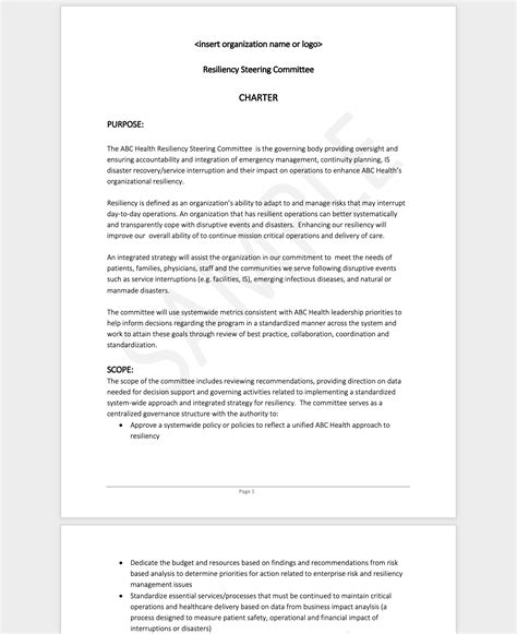 Steering Committee Charter Template