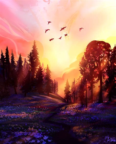 Sunrise Forest by kloir on DeviantArt