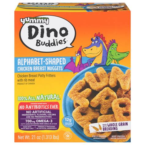 Save on Yummy Dino Buddies Breaded Chicken Breast Nuggets Alphabet ...