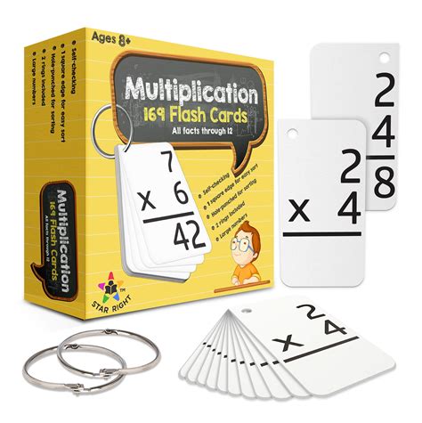 Buy Star Right Math Flash Cards - Multiplication Flash Cards - 169 Hole Punched Math Game Flash ...