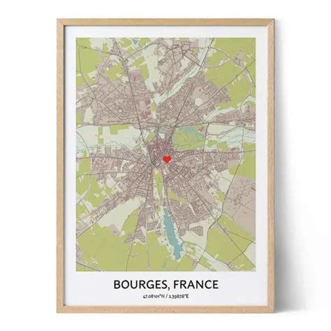 Bourges Map Poster - Your City Map Art - Positive Prints