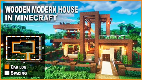 Minecraft: How to build a Wooden Modern House - YouTube