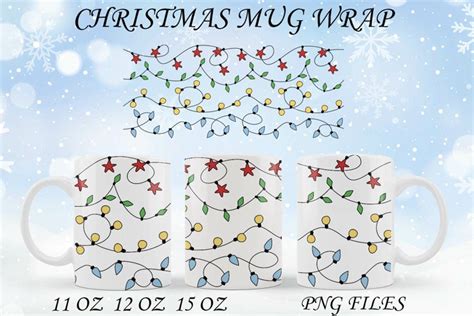 Christmas coffee mug wrap, Christmas lights for mugs