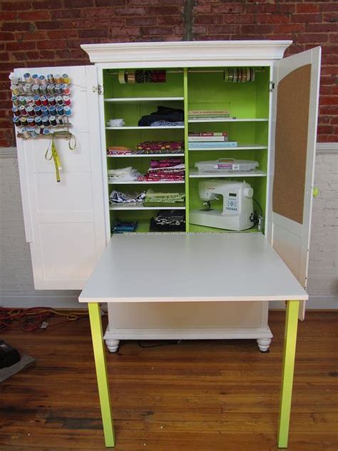 Stylish Sewing Armoire with Fold Out Desk