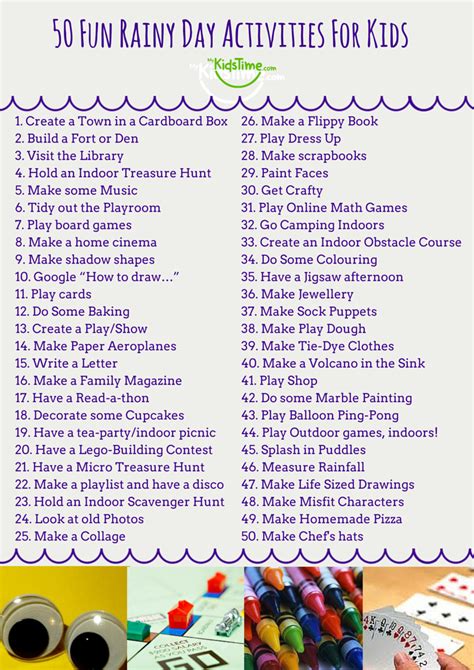 50 Fun Rainy Day Activities For Kids Checklist