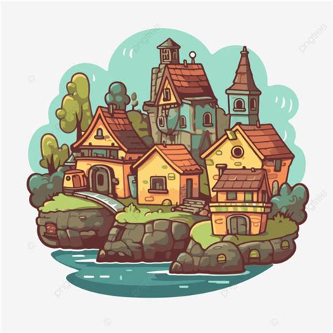 Cartoon Village And Village Cartoon Illustration Vector, Village, Sticker, Cartoon PNG and ...