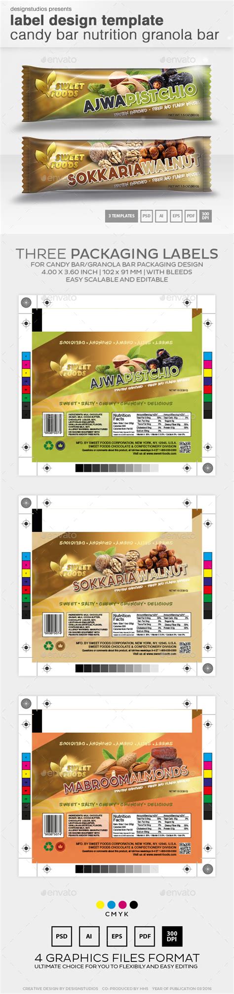 Label Design Template Candy Bar Nutrition Granola Bar by designstudios