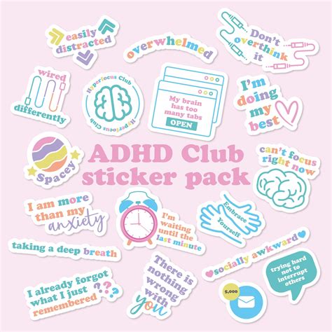 ADHD Club Stickers ADHD Sticker Pack Vinyl Sticker Phone Sticker Laptop ...