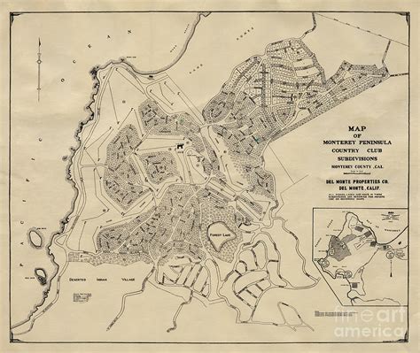 Map of Monterey Peninsula Country Club Subdivisions R. V. Carey 1927 ...