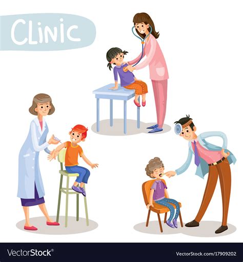 Working in clinic pediatrician cartoon Royalty Free Vector