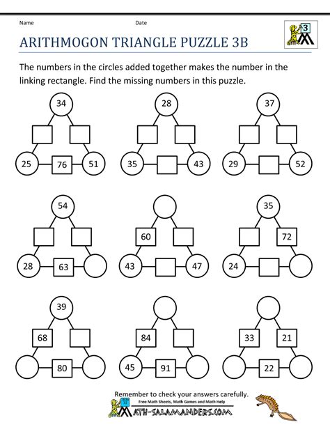 printable-number-puzzles-arithmogon-triangle-puzzle-3b.gif (1000×1294 ...