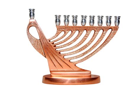 MENORAH WITH UNIQUE HARP SHAPE DESIGN, REVERSIBLE, COPPER – Pirsum Judaica