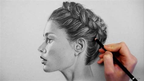 Timelapse | Drawing, shading and blending a realistic profile portrait ...