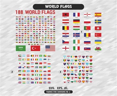 World Flag Svg World Flags Bundle Svg Instant Download | Etsy