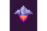 Retro Spaceship, Pixel Art Game | Technology Illustrations ~ Creative ...