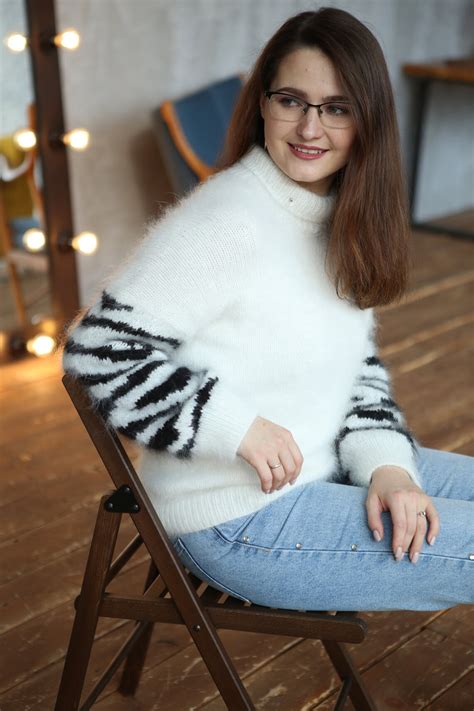 Knitting pattern Angora knit sweater with animal print | Etsy