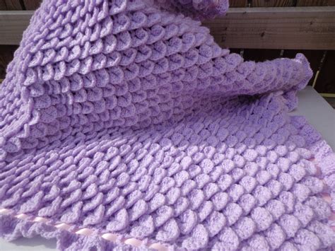 Crocodile baby blanket crochet Lilac dragon scale 32x32 inches warm ...