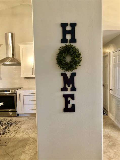 DIY “home” sign with wreath | Art decor diy, Hallway designs, Diy home decor