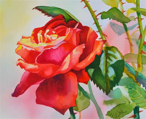 Red Rose Flower Painting - P.J. Cook Artist Studio | Flower painting, Painting the roses red ...