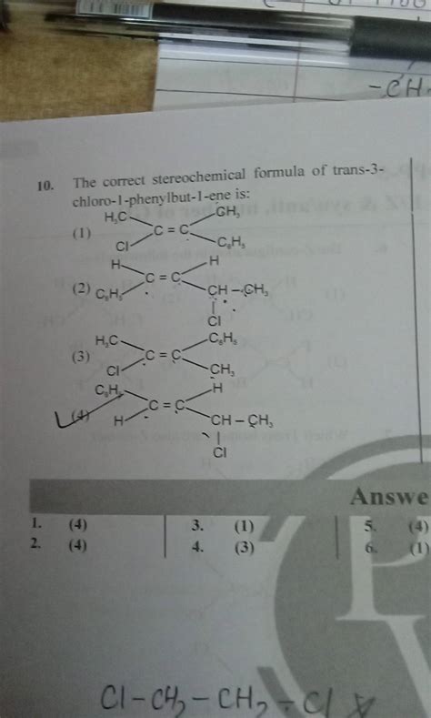 The correct stereochemical formula of trans-3chloro-1-phenylbut-1-ene is:..