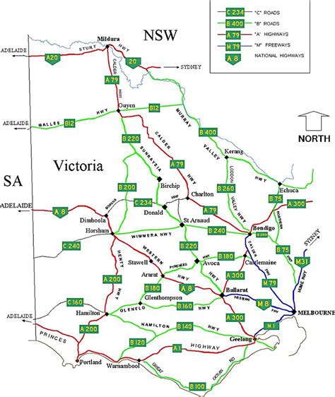 The State of Victoria Australia Road Network Maps