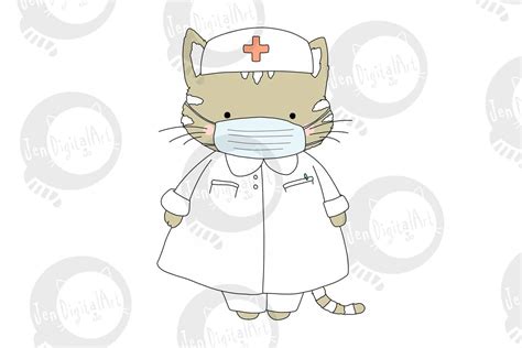 Cartoon Cat Nurse By JenDigitalArt | TheHungryJPEG