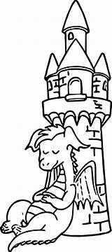 Sleeping Castle Dragon Coloring Page  Wecoloringpagecom sketch template