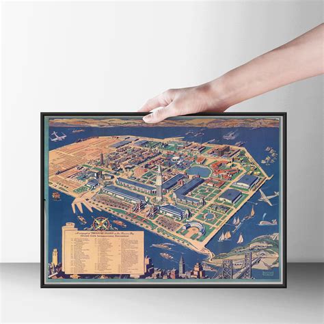 San Francisco Bay & Treasure Island Map Print Hand Drawn - Etsy