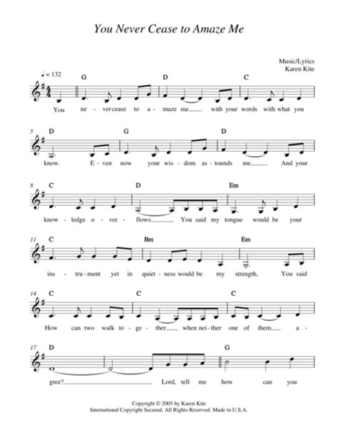 You Never Cease To Amaze Me By Karen Kite - Digital Sheet Music For Score - Download & Print A0 ...