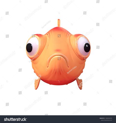 3d Cartoon Character Spherical Goldfish Big Stock Illustration ...