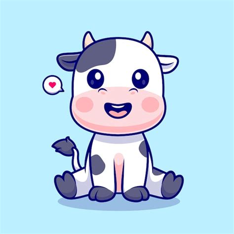 Free Vector | Cute Cow Sitting Cartoon Vector Icon Illustration Animal ...