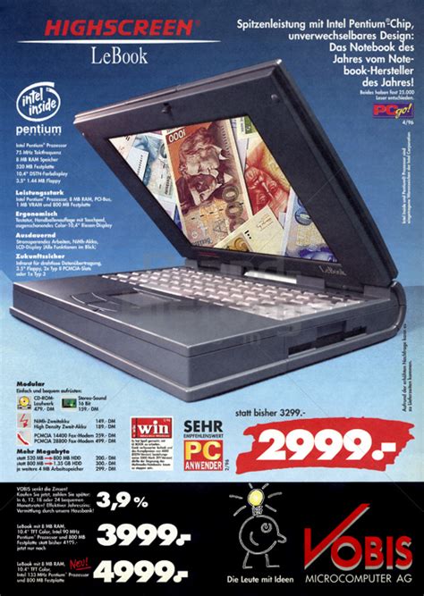 VOBIS - HIGHSCREEN LeBook · statt bisher DM 3299,-- · DM 2999,--. VOBIS ...