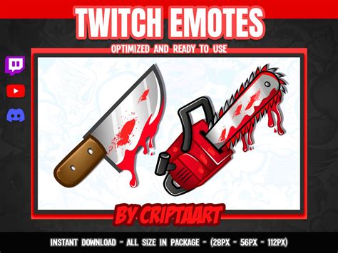 Twitch Emotes / Chainsaw, Knife, Bloody, Weapons Emojis, Halloween ...