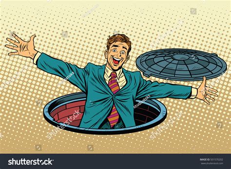 Joyful Man Manhole Pop Art Retro 스톡 벡터(로열티 프리) 501570202 | Shutterstock