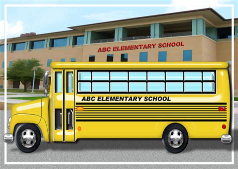 School Bus in Front of School Painting by Elaine Plesser - Pixels