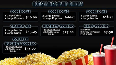 Hot Springs 8 VIP Cinema - Hot Springs Menu