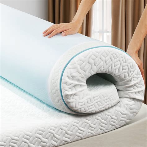 4 inch Gel Memory Foam Mattress Topper, Non-Slip, Washable Cover, Cooling, Pressure Relief ...