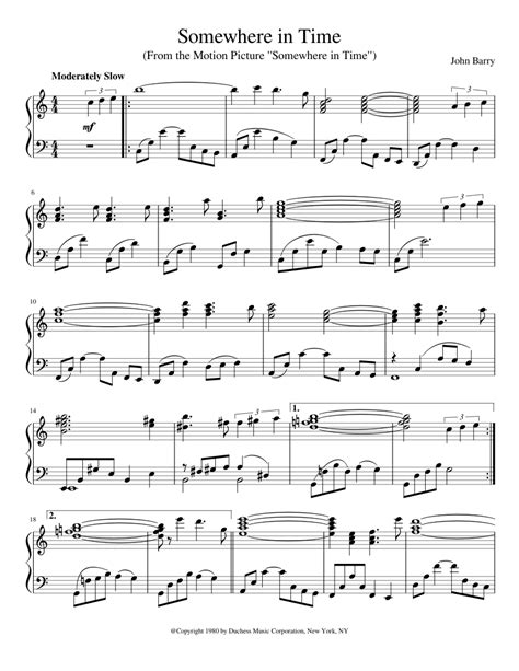 Somewhere in Time sheet music for Piano download free in PDF or MIDI