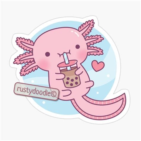 Cute Axolotl Loves Bubble Tea Doodle | Cute easy drawings, Kawaii doodles, Axolotl cute