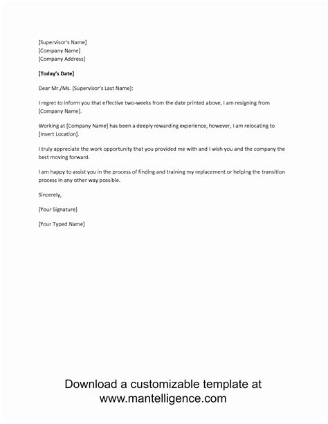 Professional Two Weeks Notice Letter Templates