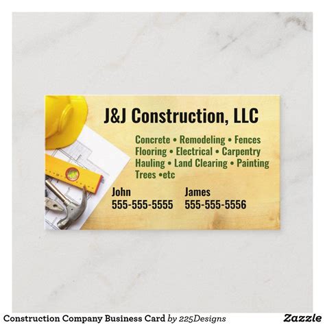 Construction Company Business Card | Zazzle | Company business cards ...