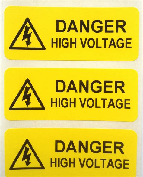 Electrical Safety Warning Labels - High Voltage Labels - Yellow 50mm x ...