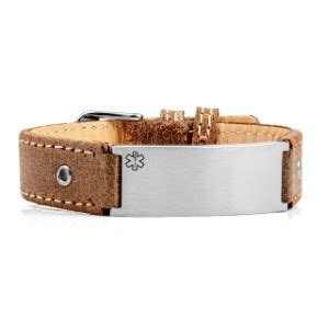 Casual Brown Leather Medical Alert Bracelet